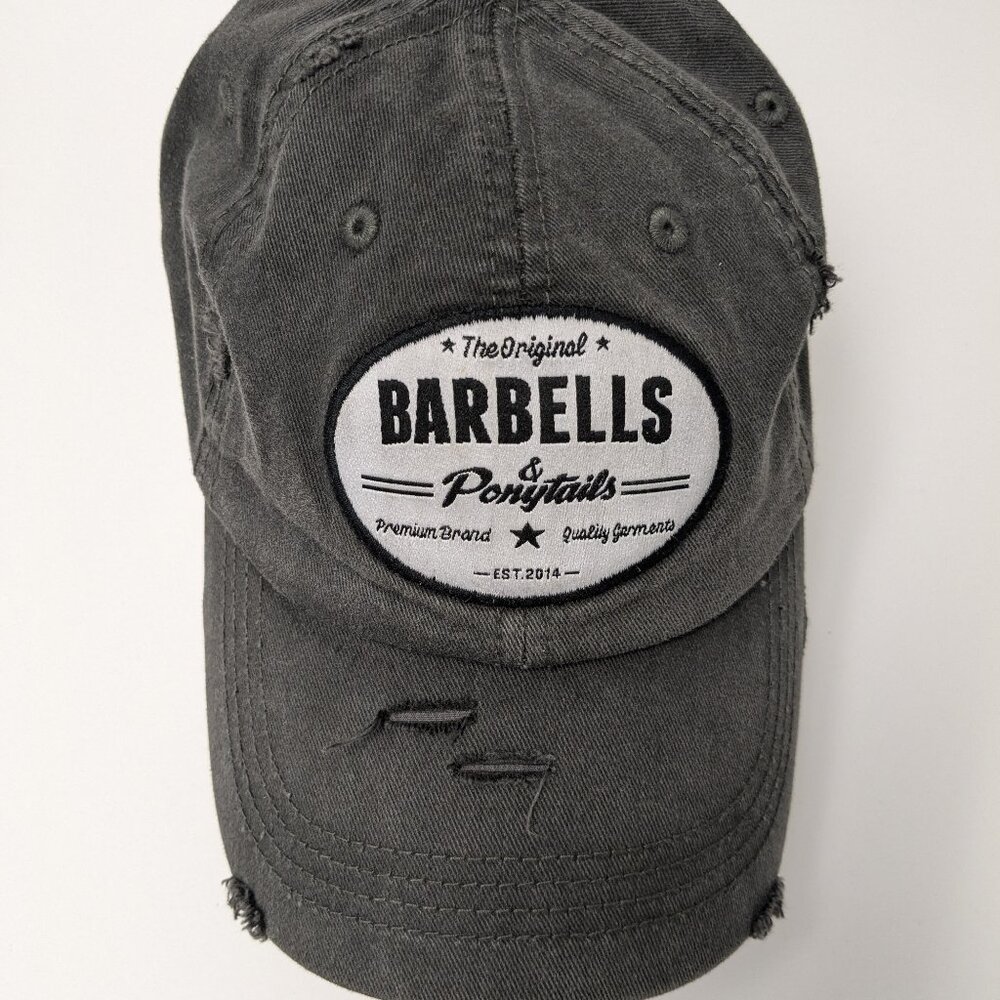 Barbells and Ponytails OG Distressed Ponytail Hat NEW